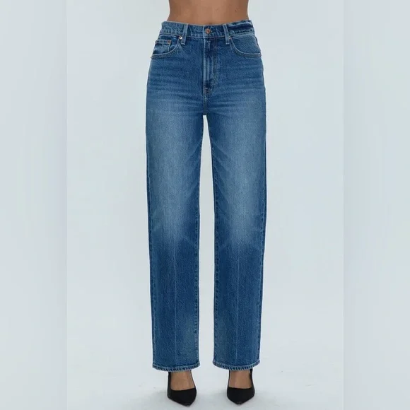 pistola Straight Leg Jeans in Medium Blue Wash - Picture 1 of 6